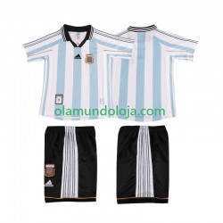 Camisola Argentina Retro Criança Equipamento Primeiro 1998 Manga Curta